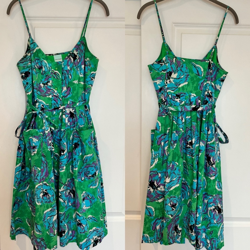 Plenty by Tracy Reese Kirby Green Blue Floral Sundress Size 10